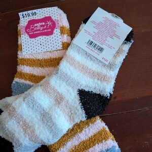 Cozy Striped Socks - Black, White, Gold